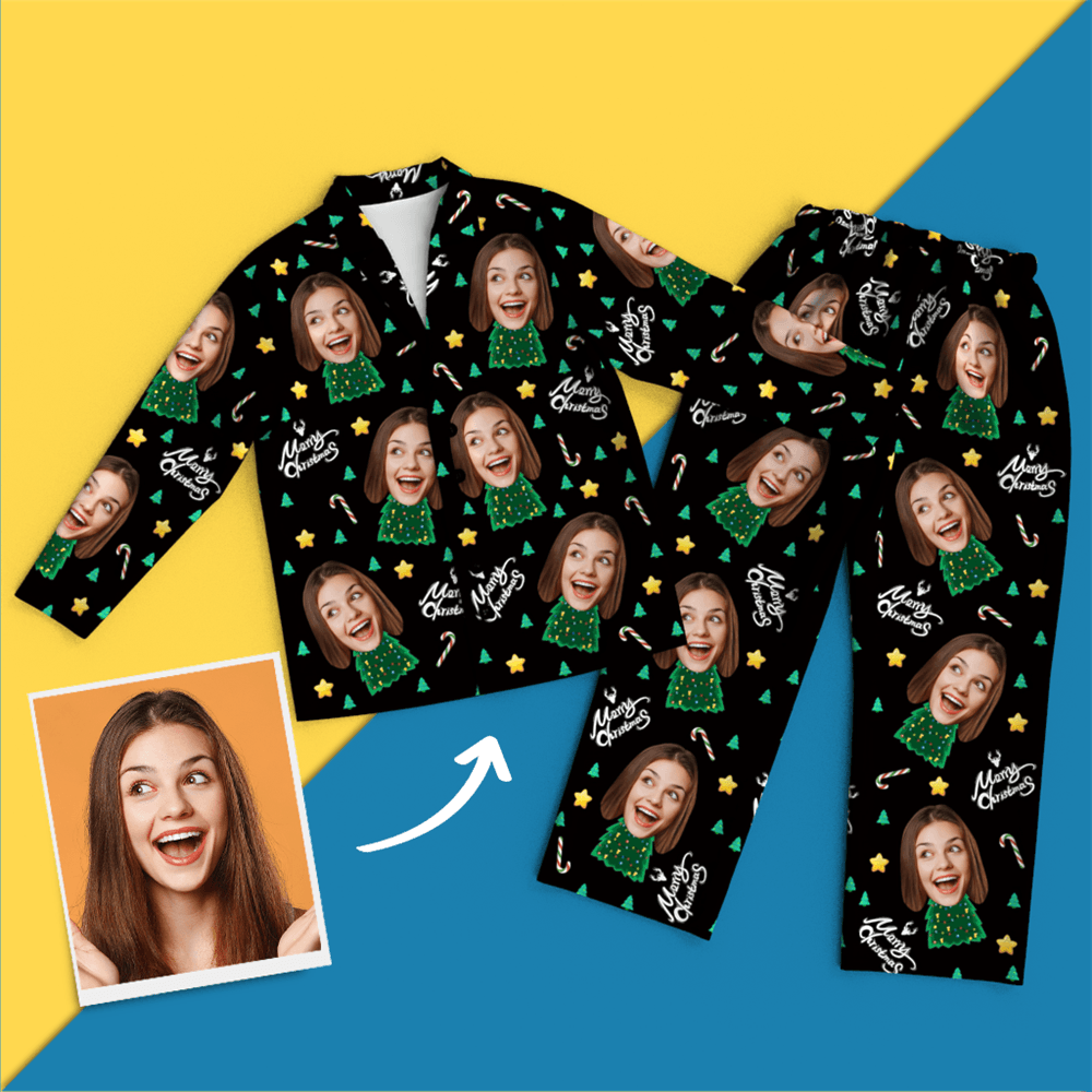 Christmas Gifts Custom Face On Pajamas Christmas Tree Pajamas