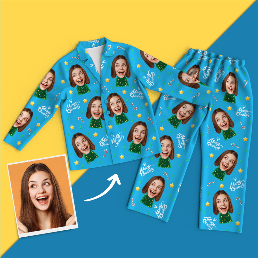 Christmas Gifts Custom Face On Pajamas Christmas Tree Pajamas