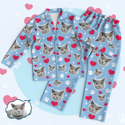 Custom Cat Face Photo Pajamas Suit - Unique Pet Gifts Idea - mysiliconefoodbag