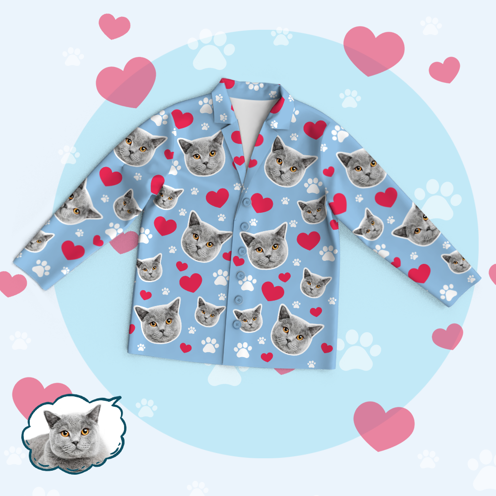 Custom Cat Face Photo Pajama Tops/Pants