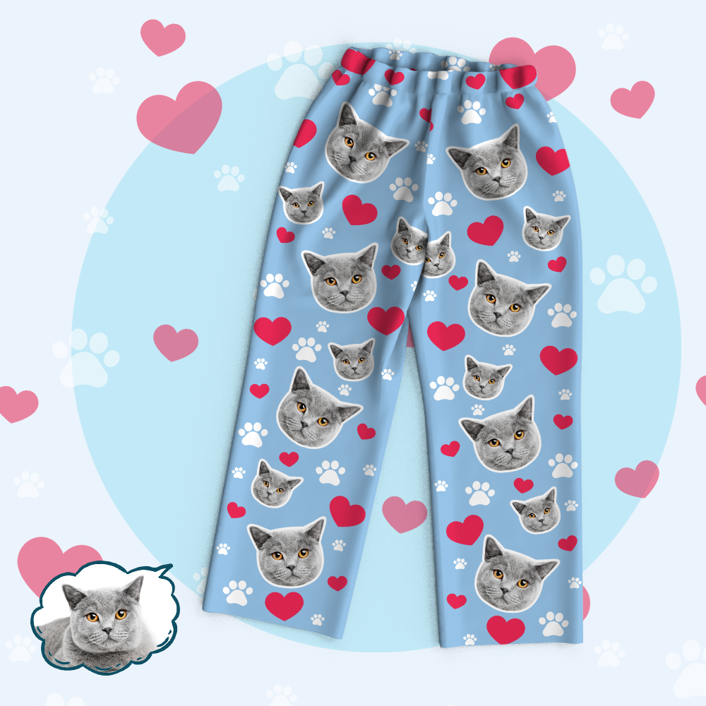 Custom Cat Face Photo Pajama Tops/Pants