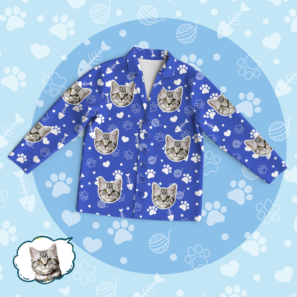 Personalized Pet Photo Pajama Tops/Pants - Lovely Cat Face