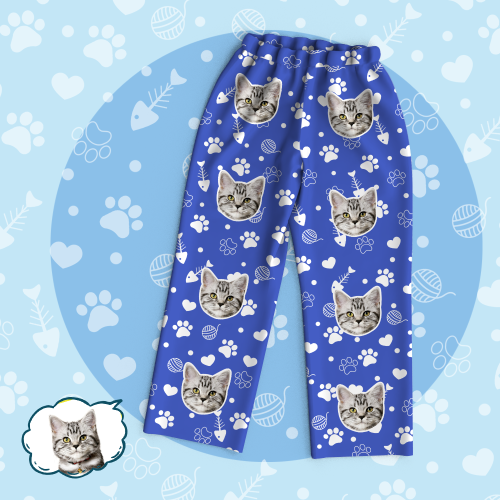 Personalized Pet Photo Pajama Tops/Pants - Lovely Cat Face