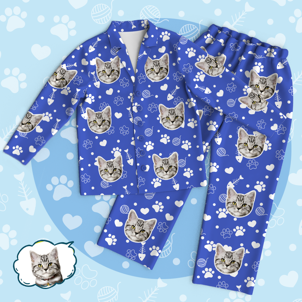 Personalized Pet Photo Pajama Tops/Pants - Lovely Cat Face