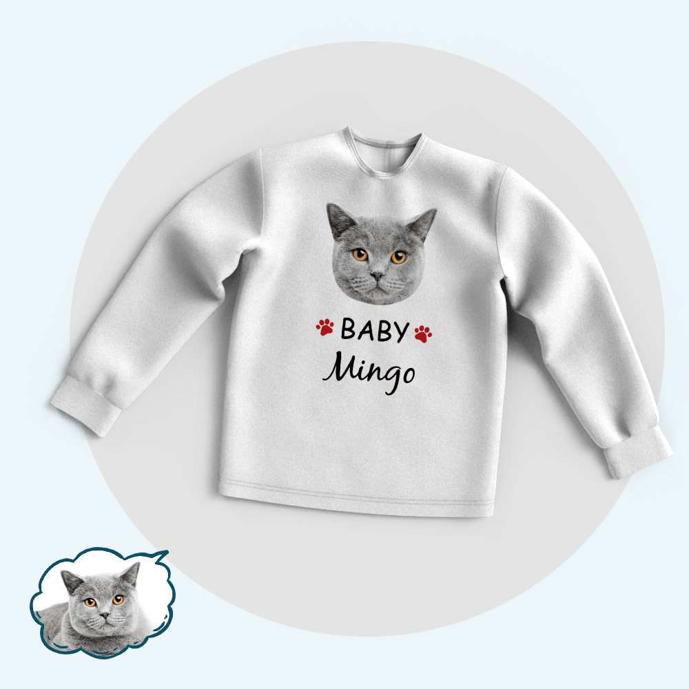 Custom Family Pajama Tops Add Photo And Name - Cat Face