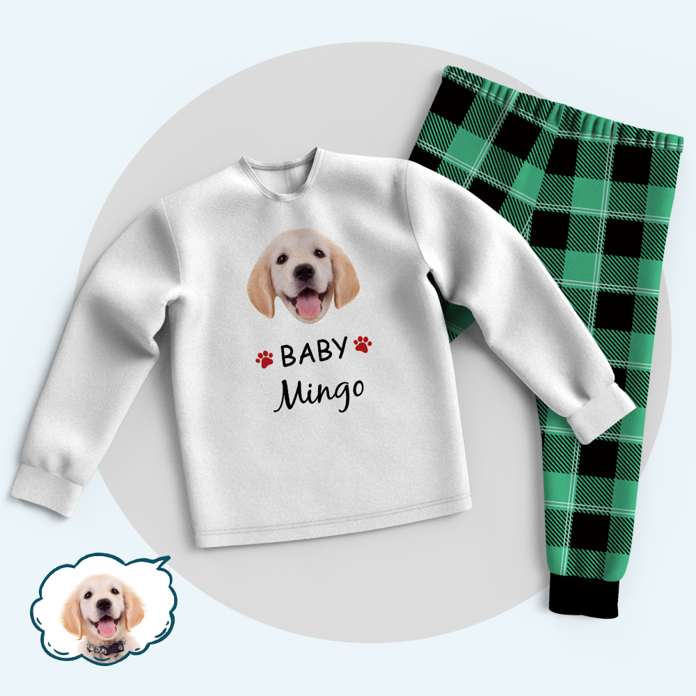 Custom Family Pajama Tops Add Photo And Name - Dog Face