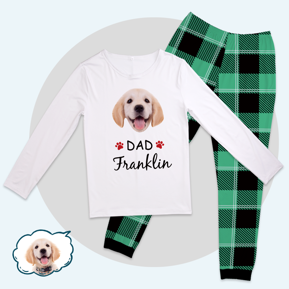 Custom Family Pajama Tops Add Photo And Name - Dog Face