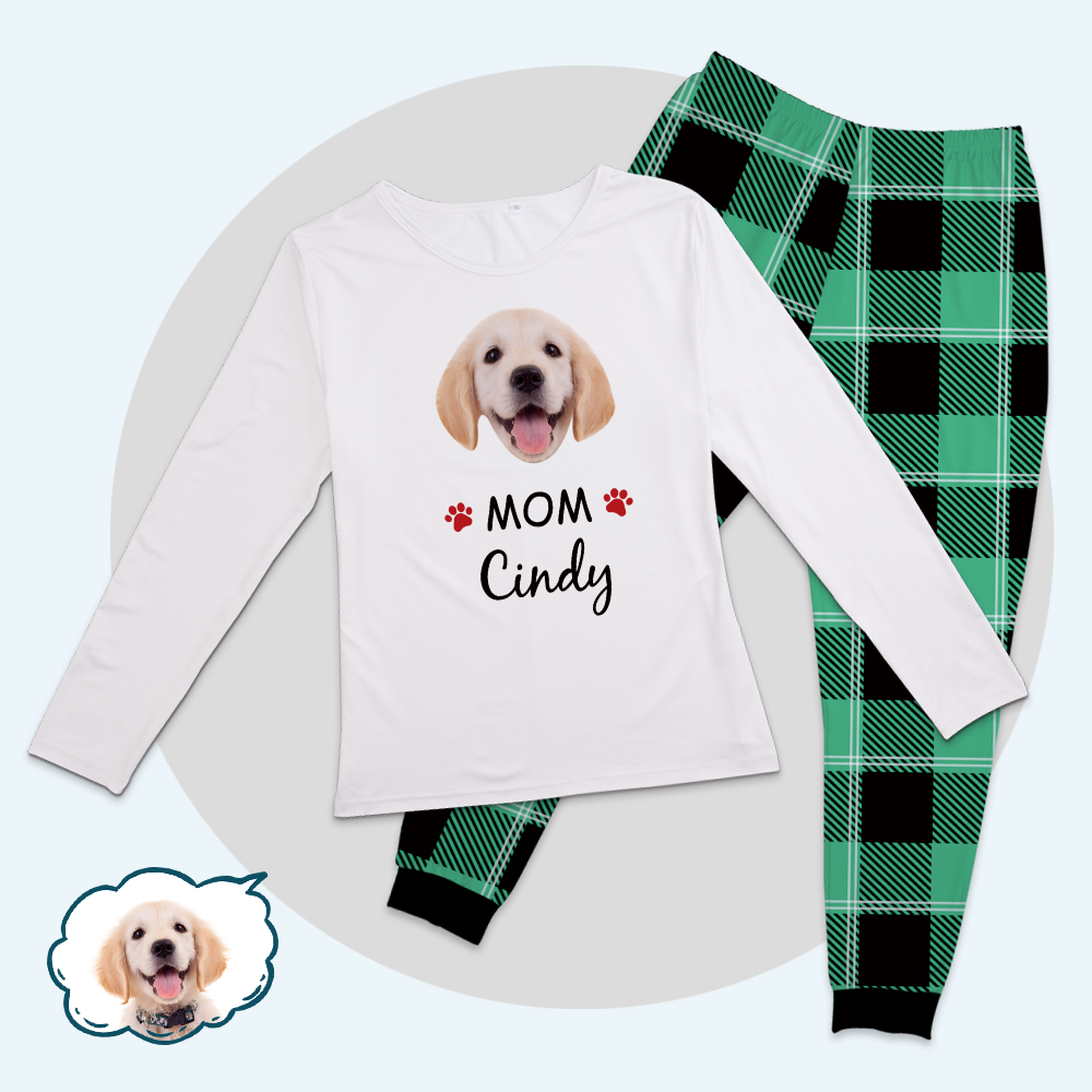 Custom Family Pajama Tops Add Photo And Name - Dog Face