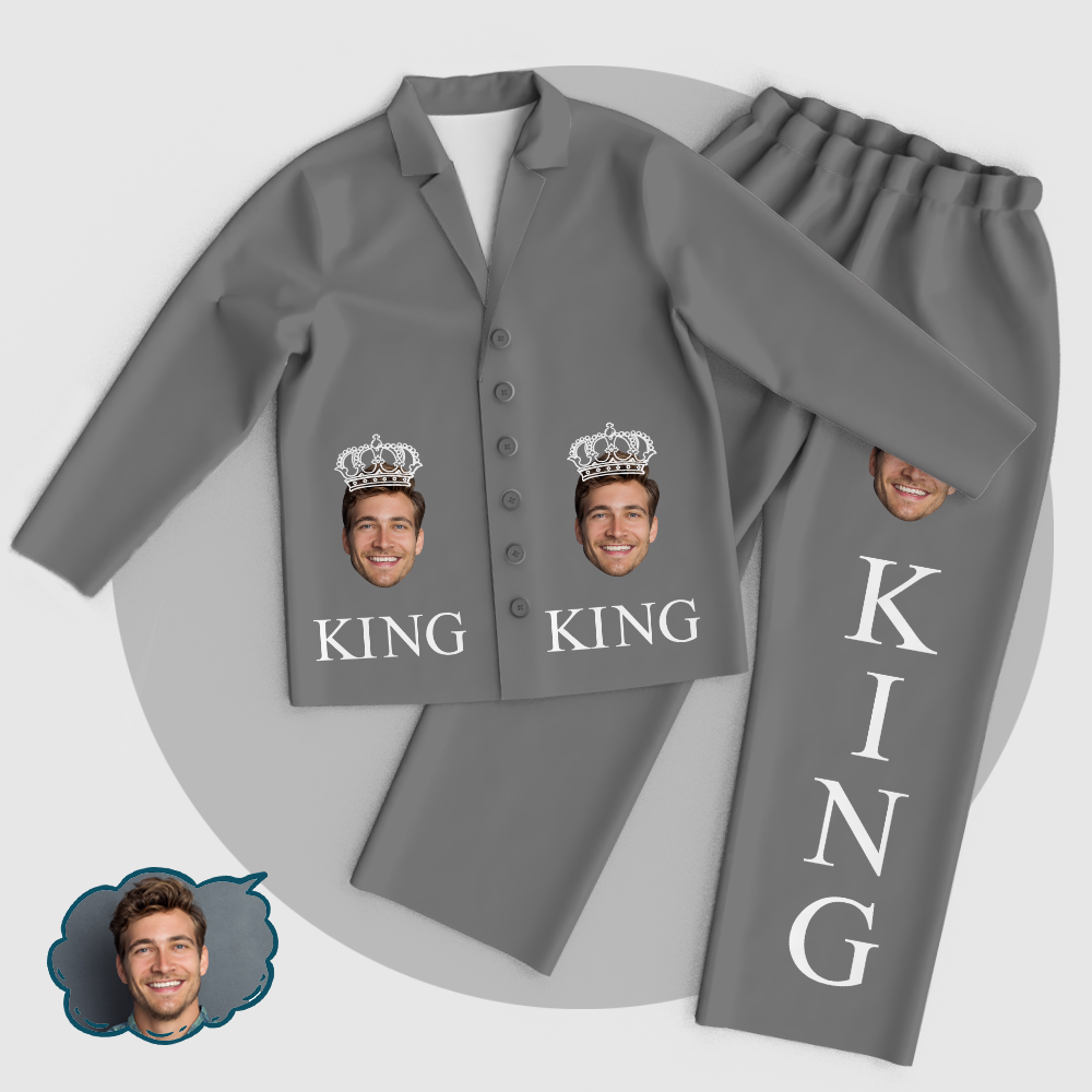 Personalized Men's King Pajamas Set Add Your Photo