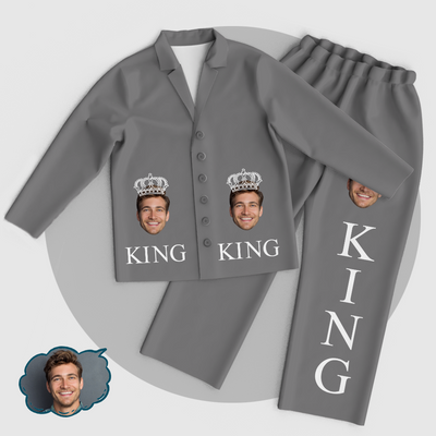 Personalized Men's King Pajamas Set Add Your Photo - mysiliconefoodbag