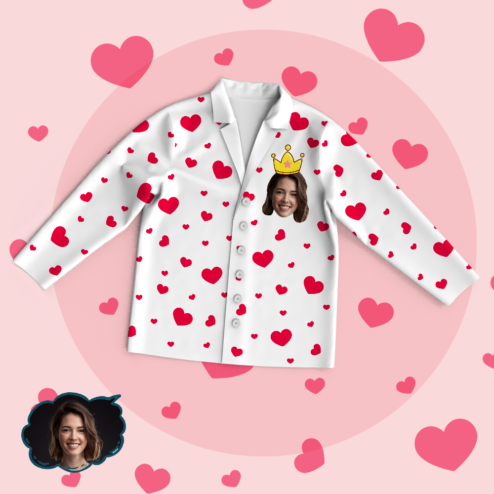 Custom Face Heart Pajamas Set Love My Mom Personalized Mothers Day Gifts