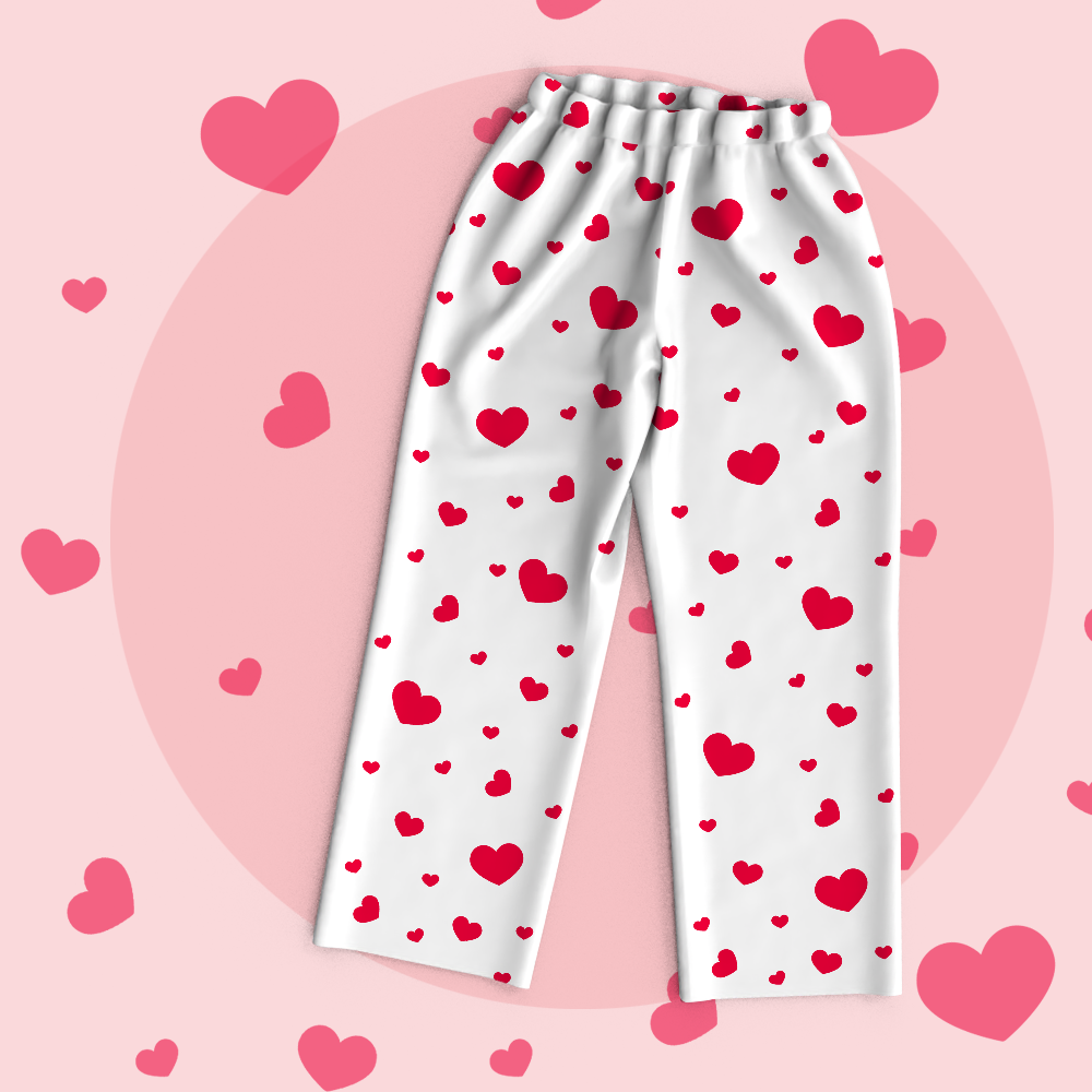 Custom Heart Basic Pajama Pants For Women