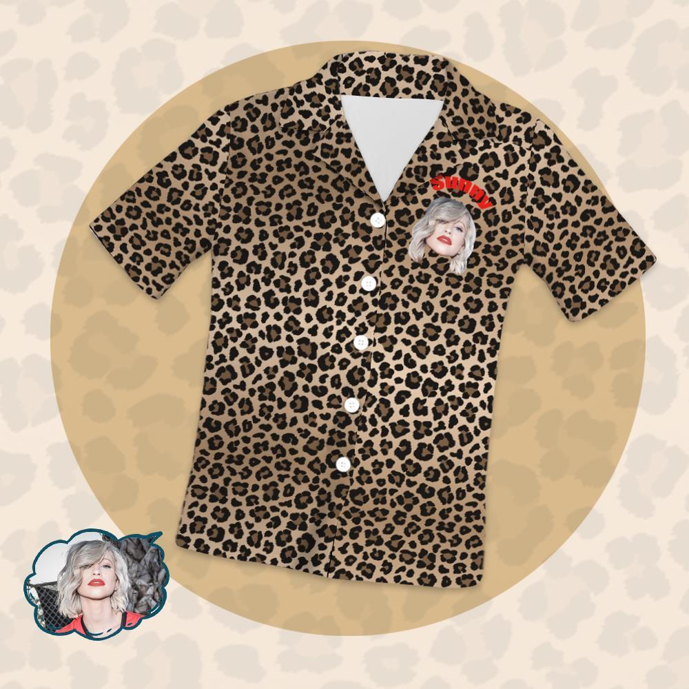 Mother's Day Gifts Custom Women's Short Sleeve Pajama Set With Animal Leopard Elements