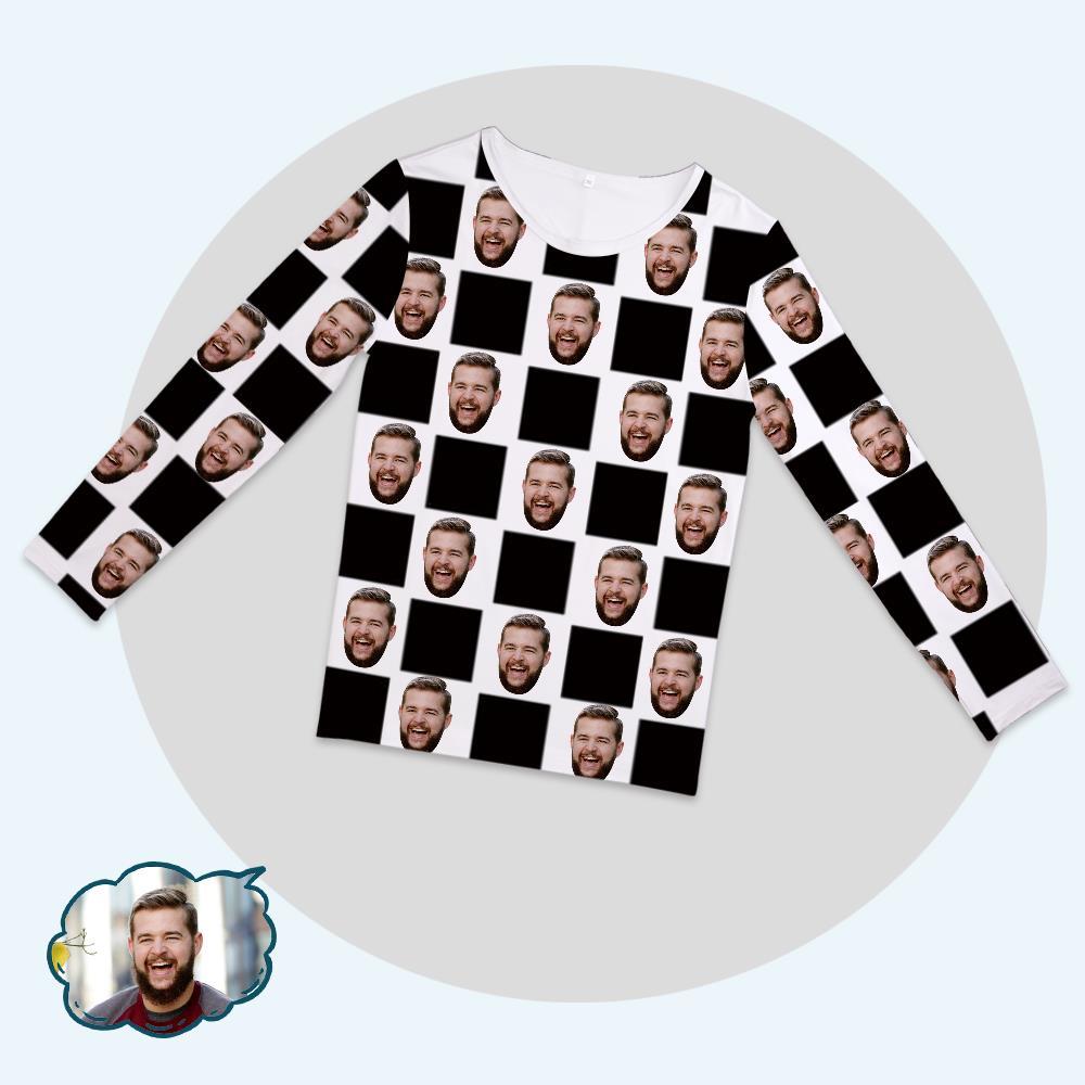 Custom Face Family Pajama Tops With Chess Board