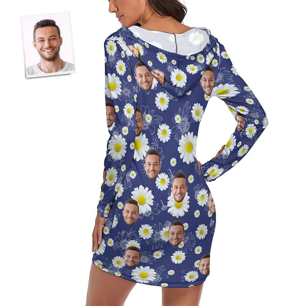 Custom Face Pajamas Women's Pajama Sets Long-sleeved Dress Summer Sleepwear - Chrysanthemum