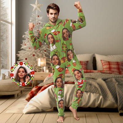 Onesies Green Christmas Pajamas One-Piece Sleepwear Family Pyjamas Christmas Gift - mysiliconefoodbag