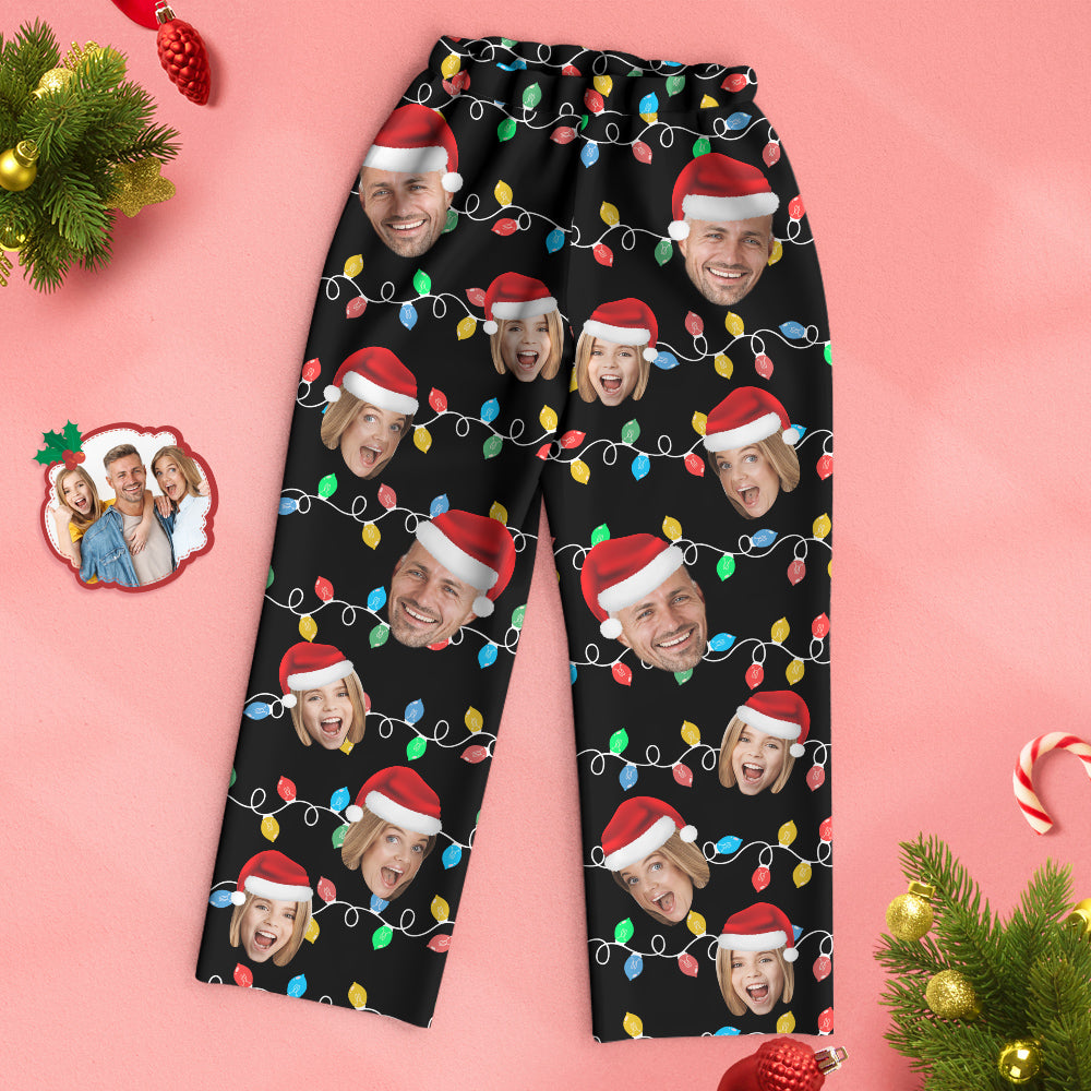 Custom Face Pajama Personalized Photo Christmas Family Xmas Leds Pajamas