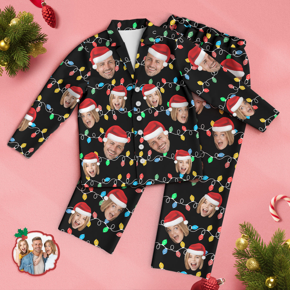 Custom Face Pajama Personalized Photo Christmas Family Xmas Leds Pajamas