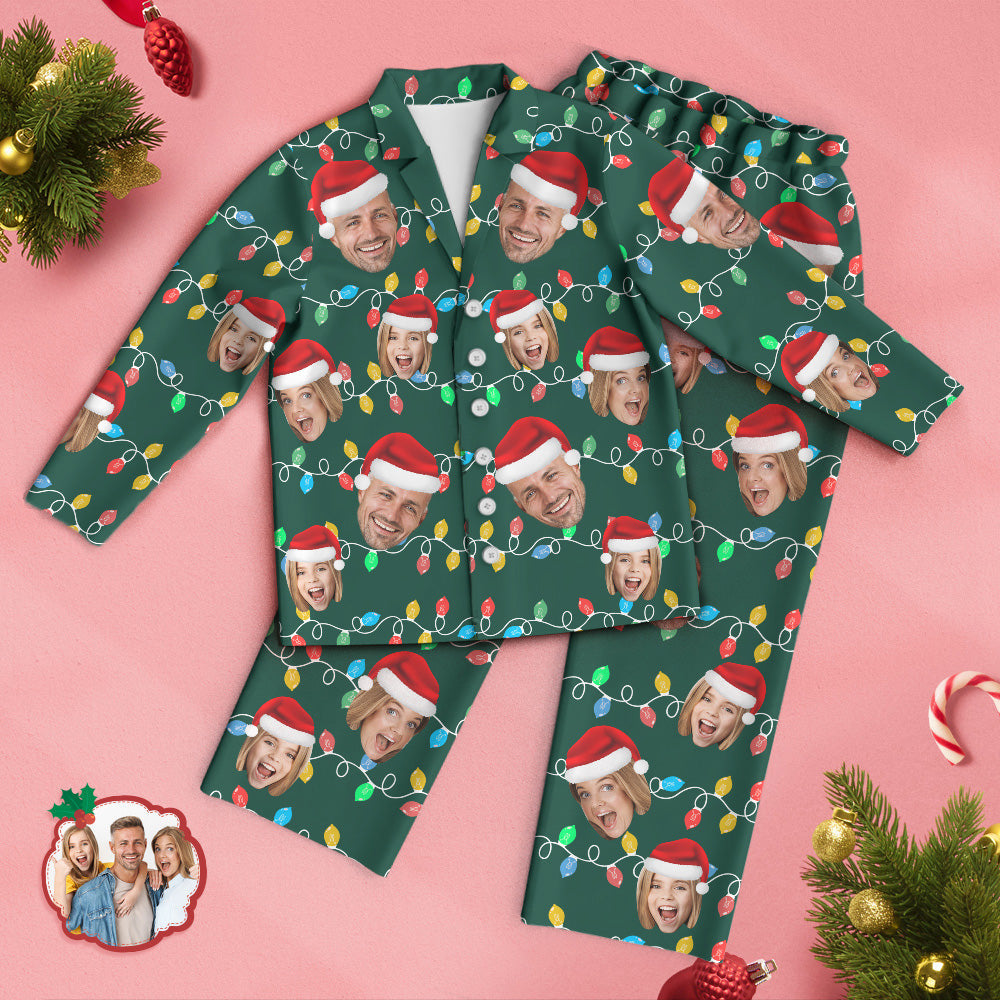 Custom Face Pajama Personalized Photo Christmas Family Xmas Leds Pajamas