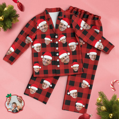 Custom Face Pajama Personalized Photo Christmas Family Buffalo Plaid Pajamas - mysiliconefoodbag