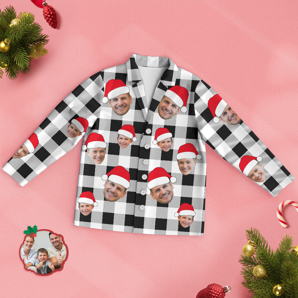 Custom Face Pajama Personalized Photo Christmas Family Buffalo Plaid Pajamas