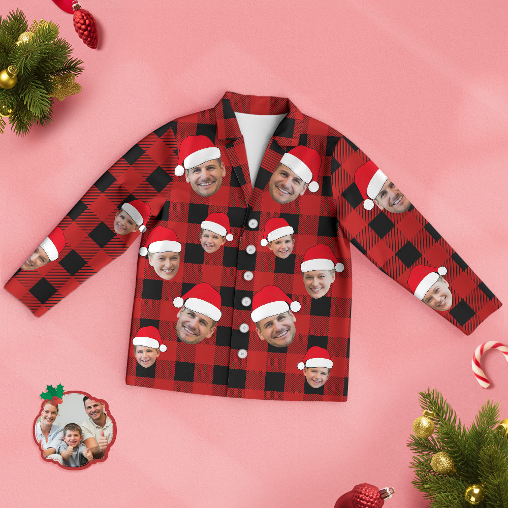 Custom Face Pajama Personalized Photo Christmas Family Buffalo Plaid Pajamas