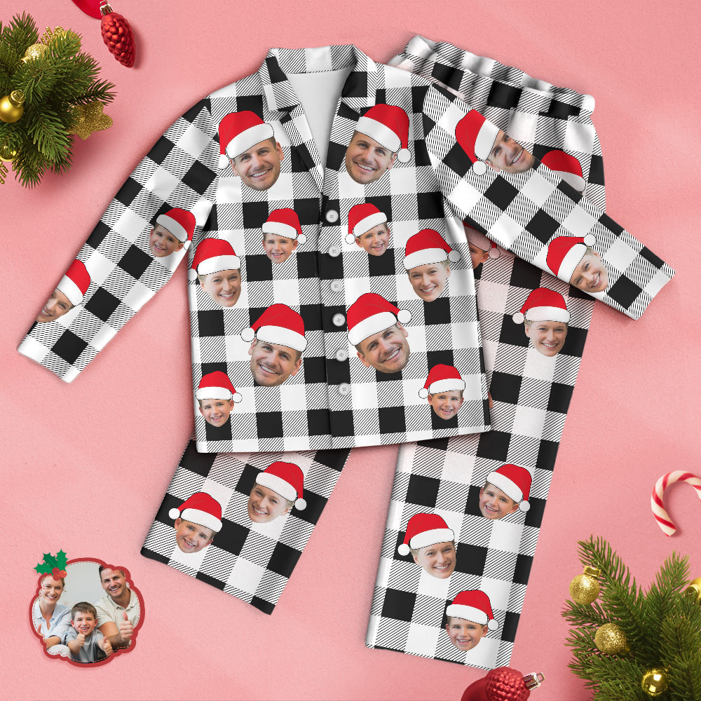 Custom Face Pajama Personalized Photo Christmas Family Buffalo Plaid Pajamas