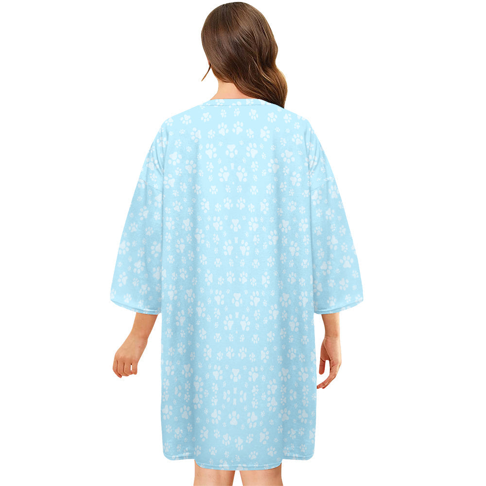 Custom Photo And Name Nightdress Personalized Women's Oversized Nightshirt Footprint Gifts For Her