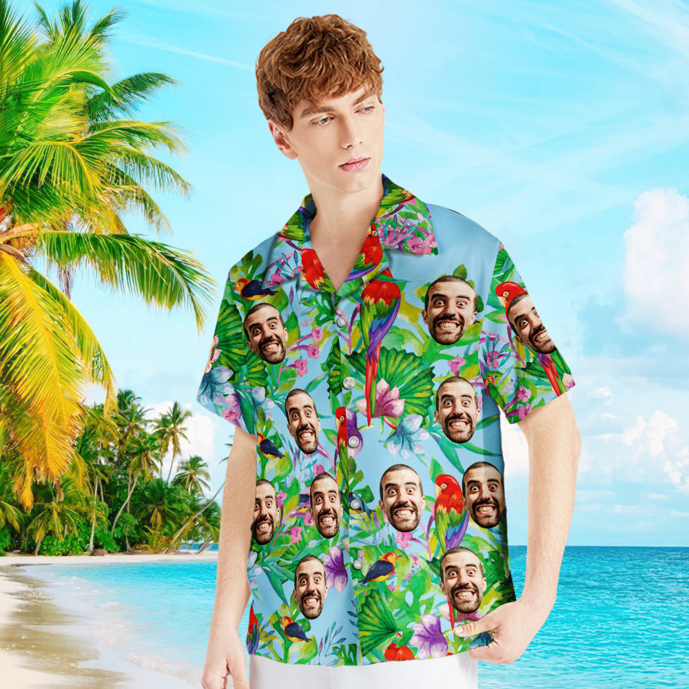 Custom Face Men's Hawaiian Shirt Parrot