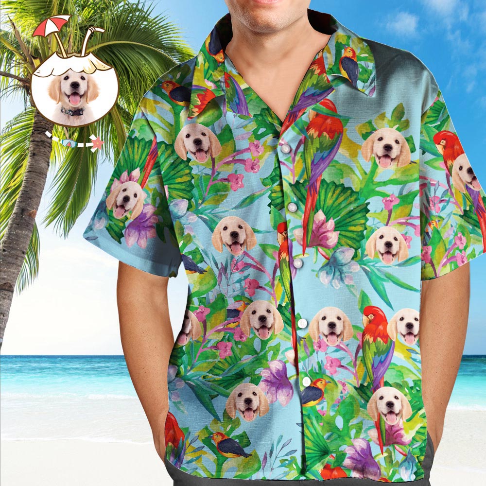 Custom Face Men's Hawaiian Shirt Parrot