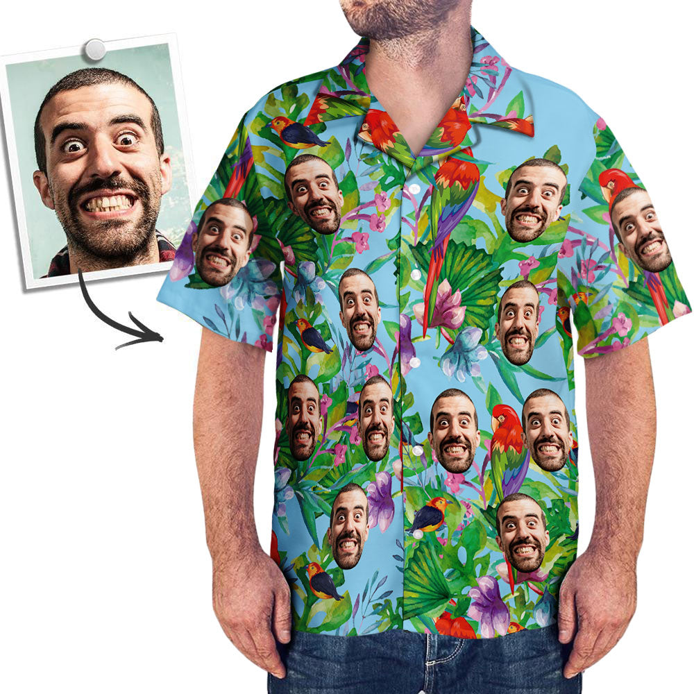 Custom Face Men's Hawaiian Shirt Parrot