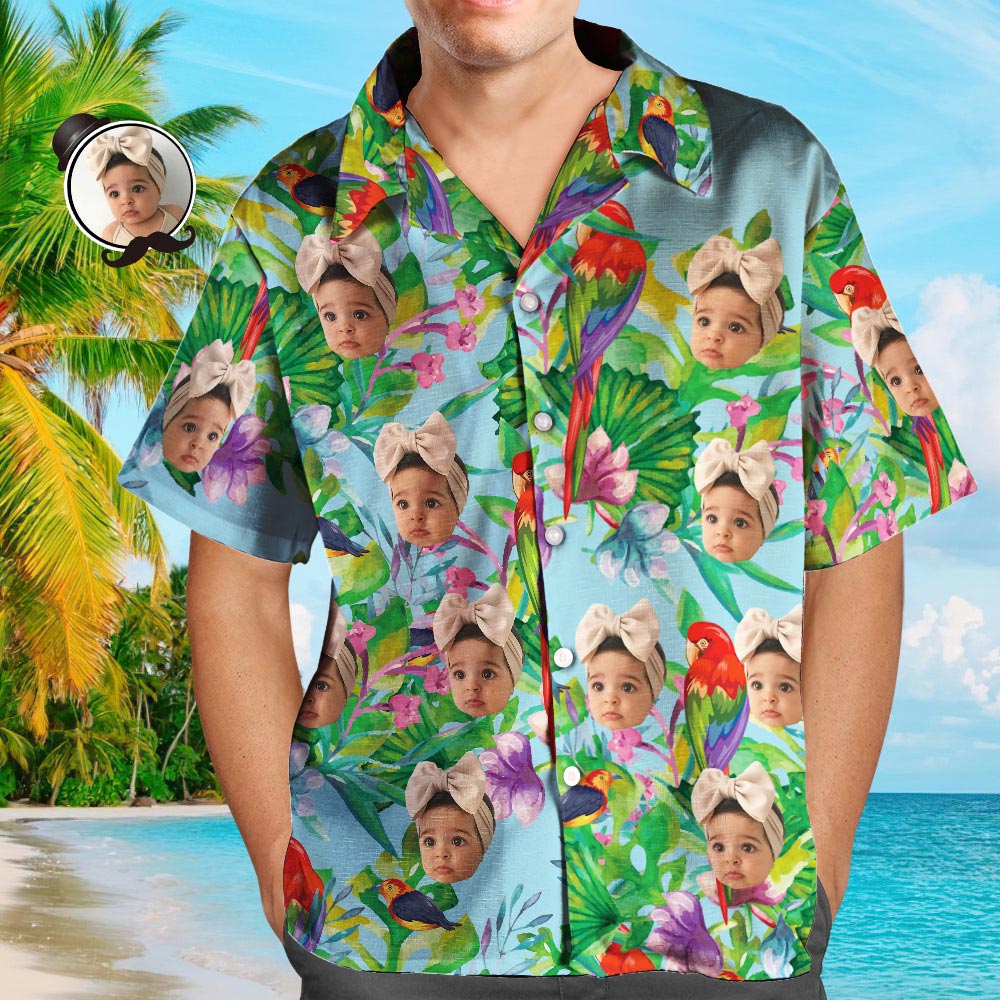 Custom Face Men's Hawaiian Shirt Parrot