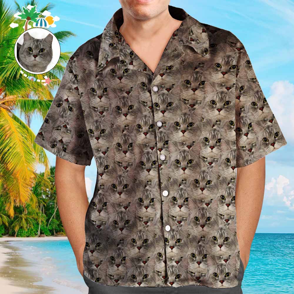 Custom Men's Hawaiian Shirt Face Mash