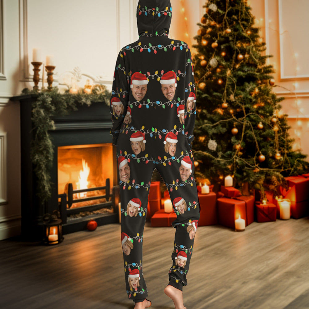 Custom Onesies Photo Xmas Leds Pajamas One-Piece Sleepwear Family Pyjamas Christmas Gift