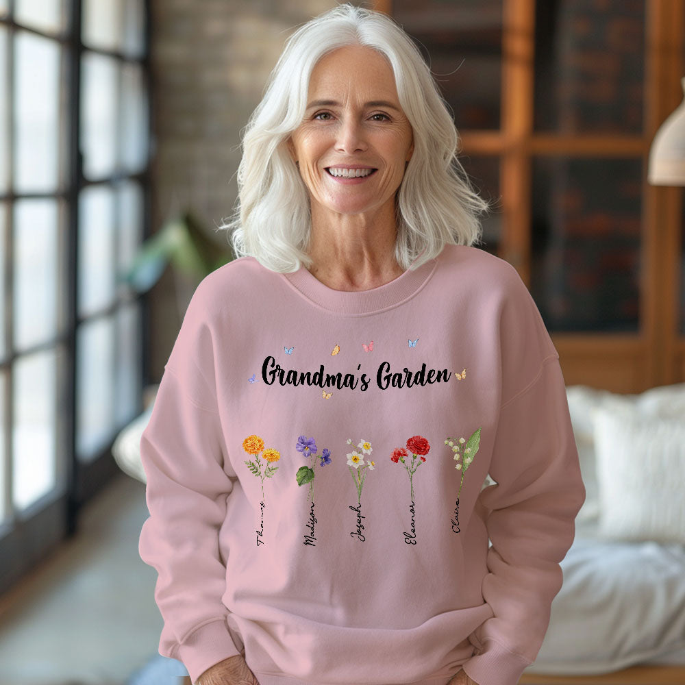 Custom Grandma's Garden Sweatshirt Personalized Birth Flower Mother's Day Sweatshirt Mother's Day Gift