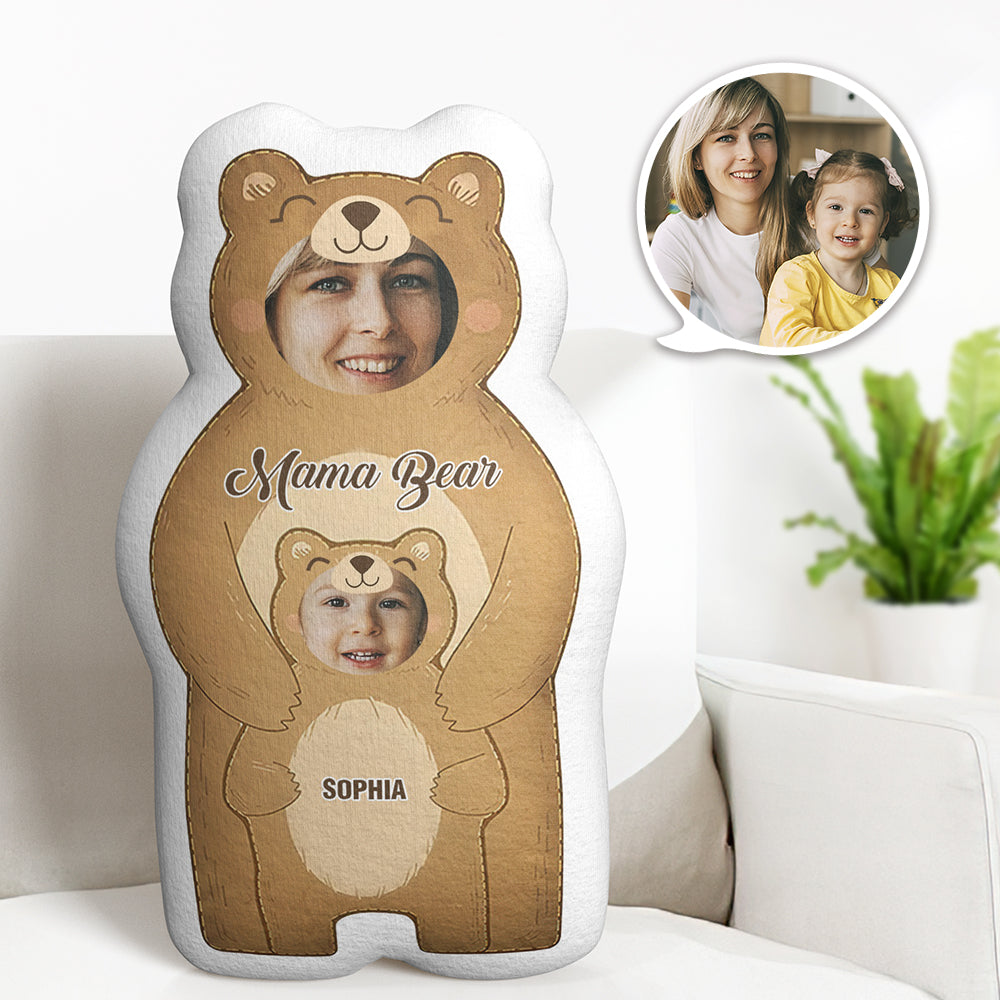 Custom Photo Pillow Bear Mom with Kids Personalized Names Gifts for Mom