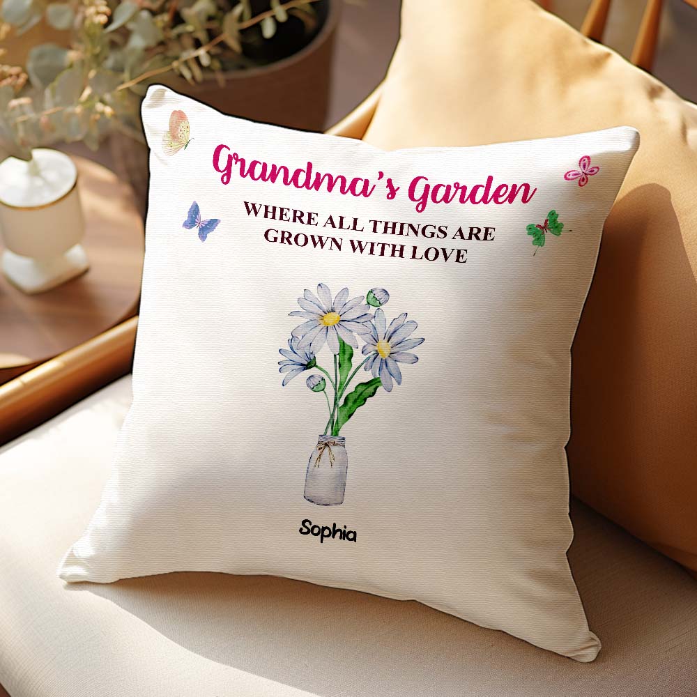 Custom Birth Flower Pillow Where Things Are Grown With Love Throw Pillow Gifts For Her