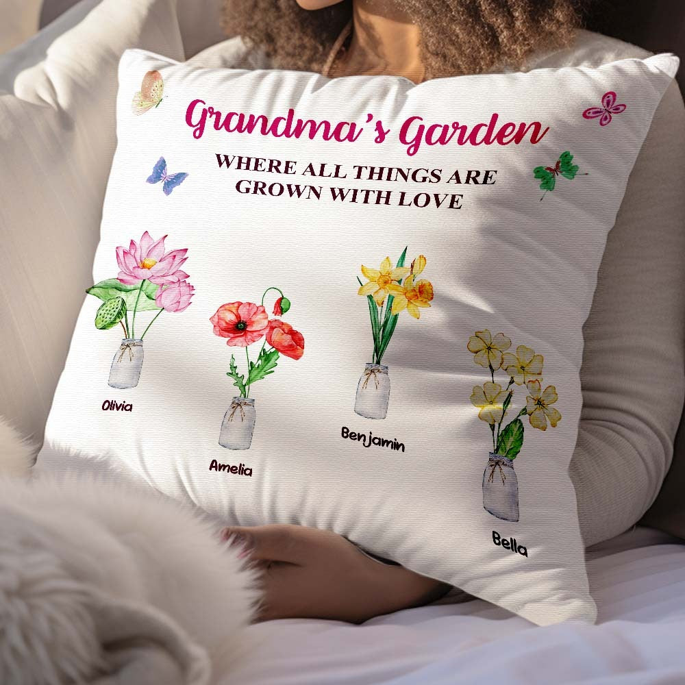 Custom Birth Flower Pillow Where Things Are Grown With Love Throw Pillow Gifts For Her