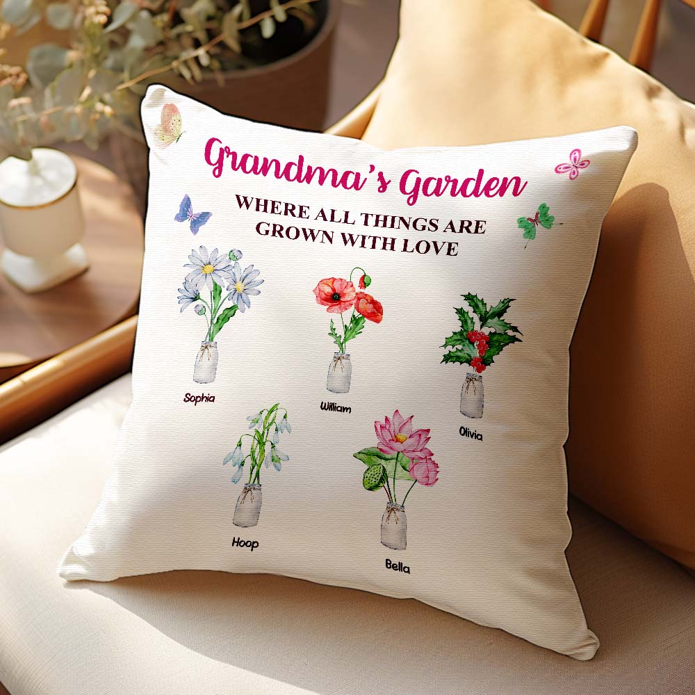 Custom Birth Flower Pillow Where Things Are Grown With Love Throw Pillow Gifts For Her