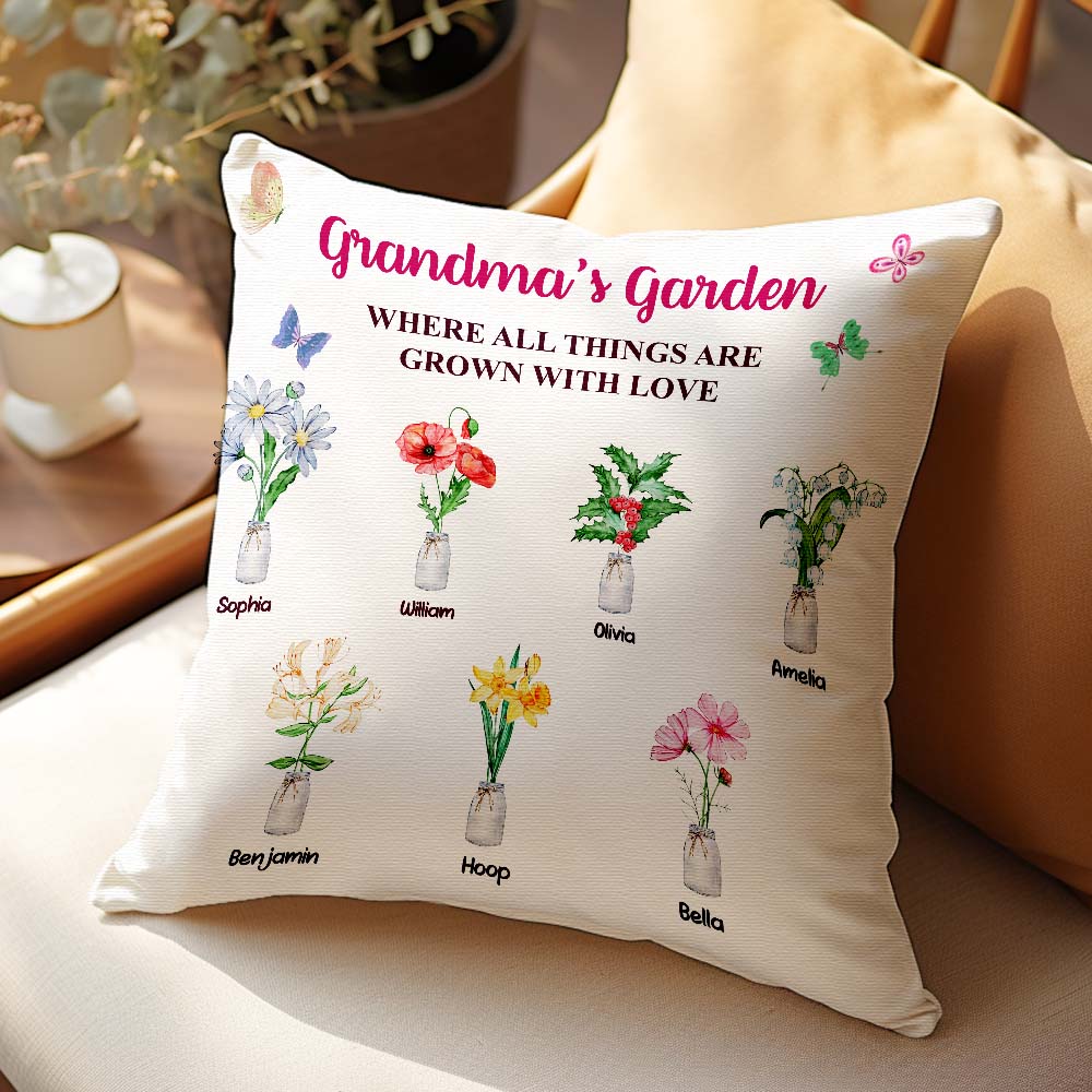 Custom Birth Flower Pillow Where Things Are Grown With Love Throw Pillow Gifts For Her