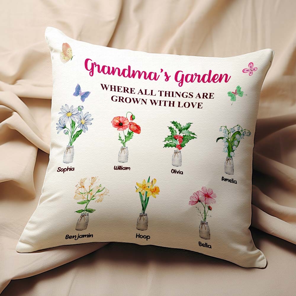 Custom Birth Flower Pillow Where Things Are Grown With Love Throw Pillow Gifts For Her