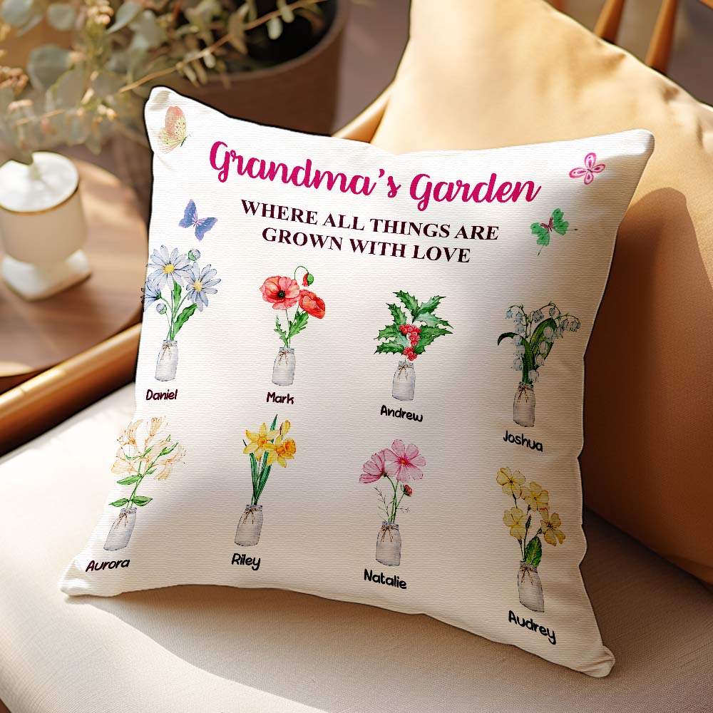 Custom Birth Flower Pillow Where Things Are Grown With Love Throw Pillow Gifts For Her