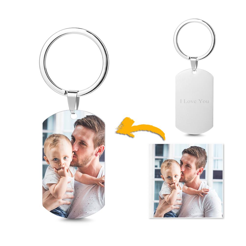 Personalized Double-sided Photo Text Tag Keychain With Engraving Stainless Steel Custom Keychain Gifts