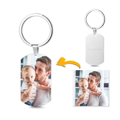 Personalized Double-sided Photo Text Tag Keychain With Engraving Stainless Steel Custom Keychain Gifts - mysiliconefoodbag