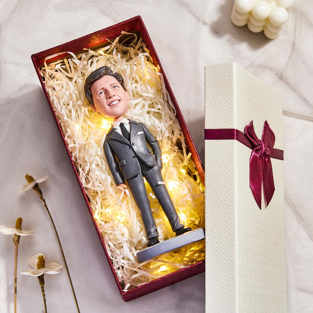 Female Business Christmas Gift Custom Bobblehead Gift World's Best Boss Holding A Water Glass