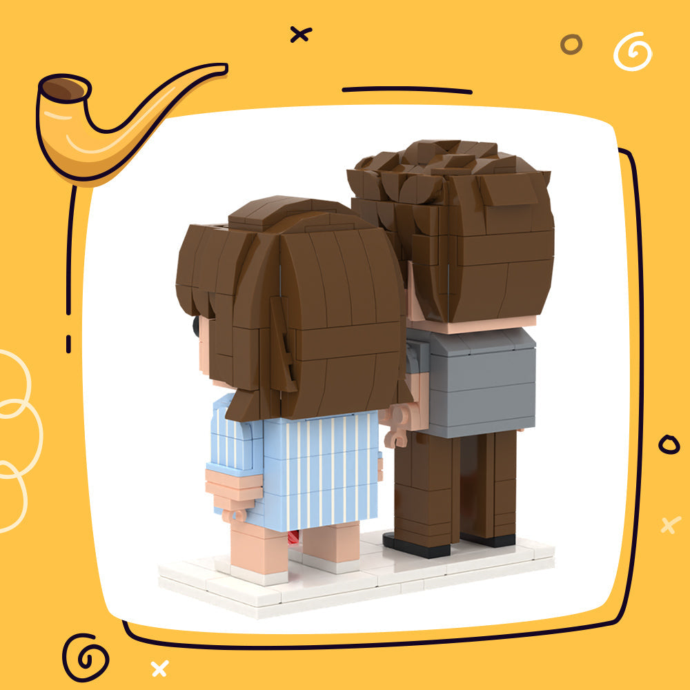 Customizable Fully Body 2 People Custom Brick Figures Dad And Daughter Father's Day Gift
