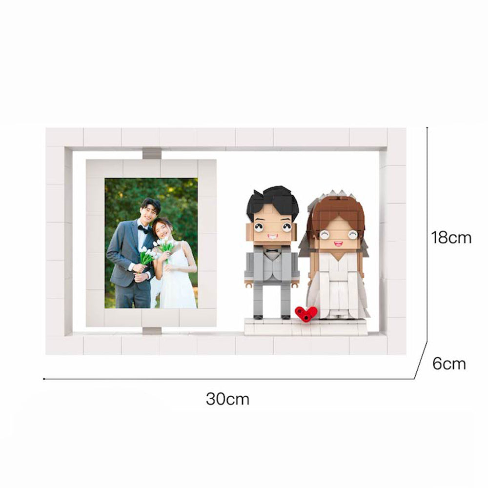 Full Body Customizable 2 People Custom Brick Figures Photo Frame Small Particle Block Brick Me Figures Love Heart Father's Day Gifts