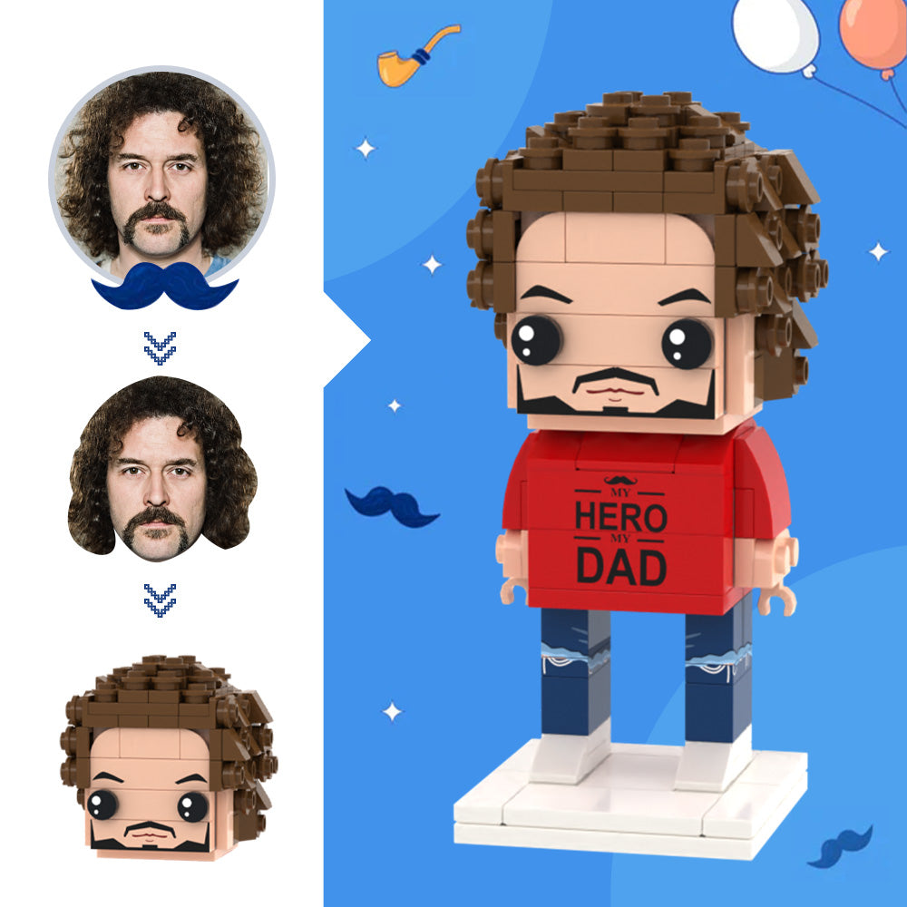 Custom Head Brick Figures My Hero Dad Brick Figures Small Particle Block Toy Gifts for Dad
