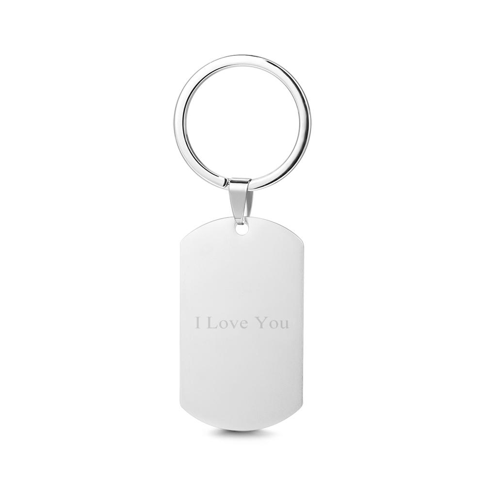 Personalized Double-sided Photo Text Tag Keychain With Engraving Stainless Steel Custom Keychain Gifts