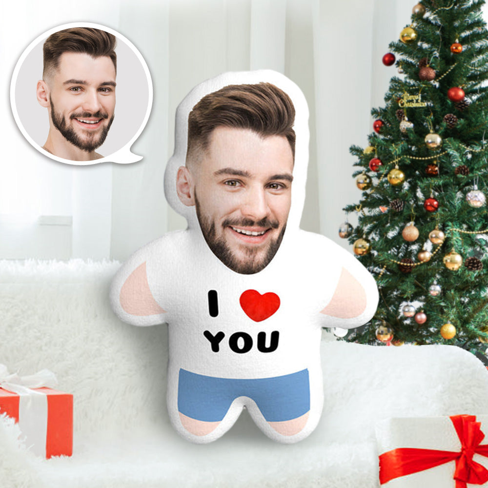 Christmas Gift custom Body Pillow I LOVE YOU Minime Throw Pillow Custom Face Teddy Personalized Photo Minime Pillow